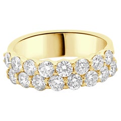 14 Karat Yellow Gold 2 Row Diamond Band