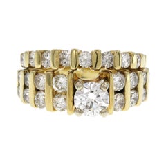 14 Karat Yellow Gold 2.31 Carat Natural Diamond Engagement and Wedding Band Ring