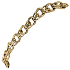 14 Karat Yellow Gold 24.3g Solid Heavy Double Circle Link Charm Bracelet