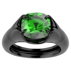 14 Karat Gelbgold 2,87 Karat Smaragd Schwarz Rhodium Skulptur Ring