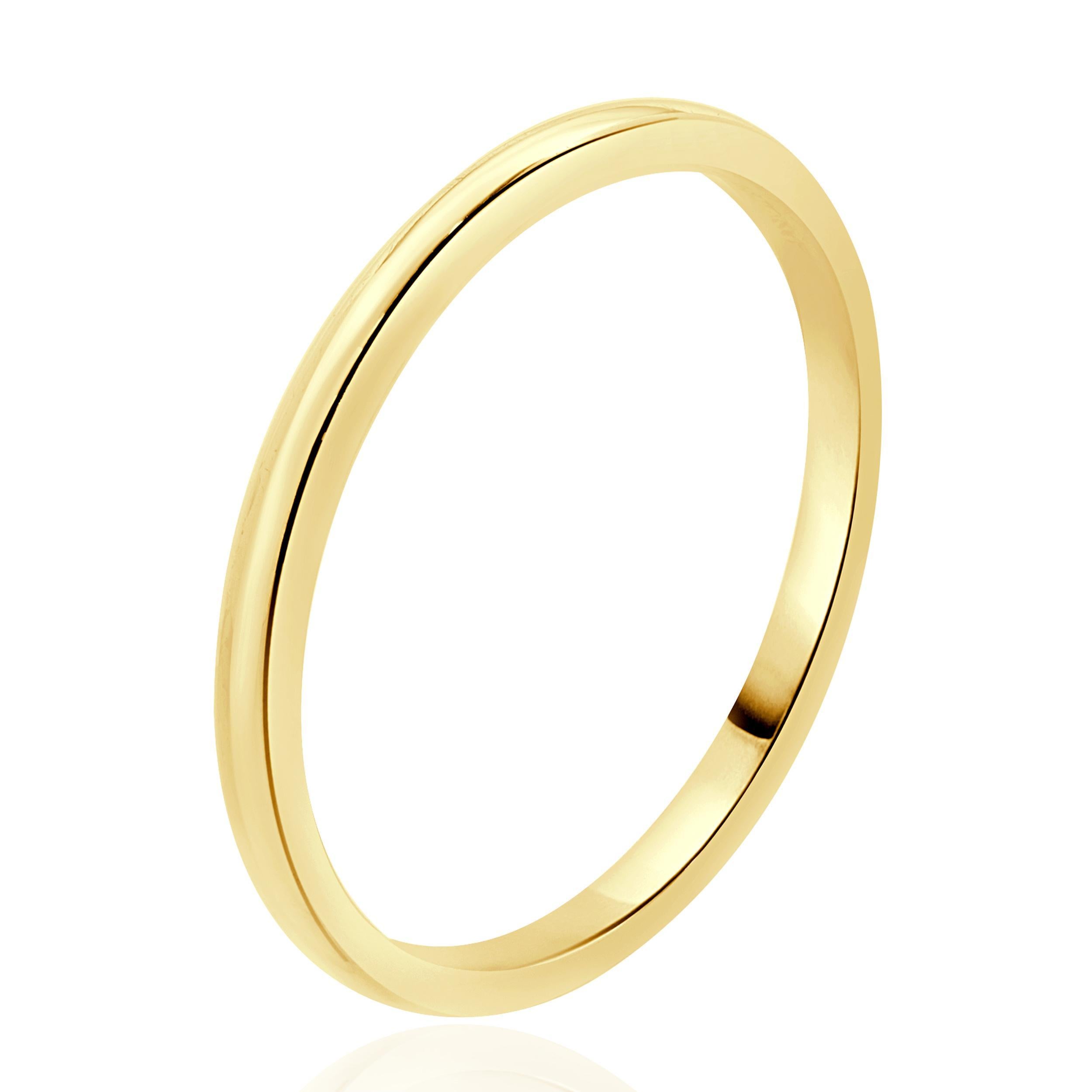 Designer: custom
Material: 14K yellow gold
Dimensions: ring measures 2mm wide
Weight: 1.76 grams
Size: 8 (complimentary sizing available)

410-344