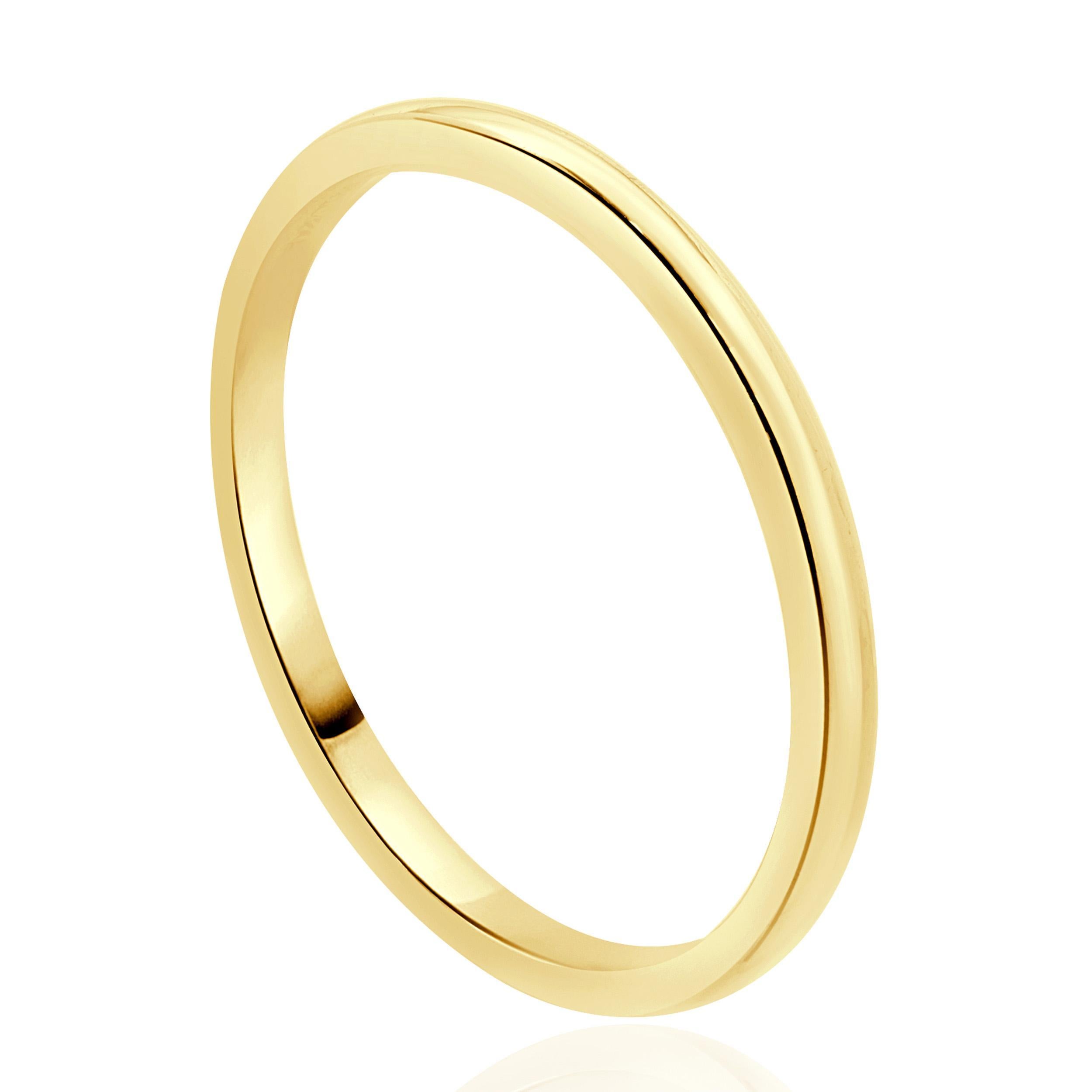 Women's or Men's 14 Karat Yellow Gold 2MM Band
