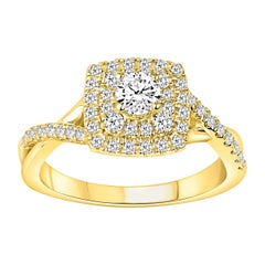14 Karat Yellow Gold 3/4 Carat Diamond Cushion Halo Engagement Ring 14 Karat Yellow Gold 3/4 Carat Diamond Cushion Halo Engagement Ring