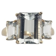 14 Karat Yellow Gold 3-Stone Aquamarine Ring Size 7 #19486