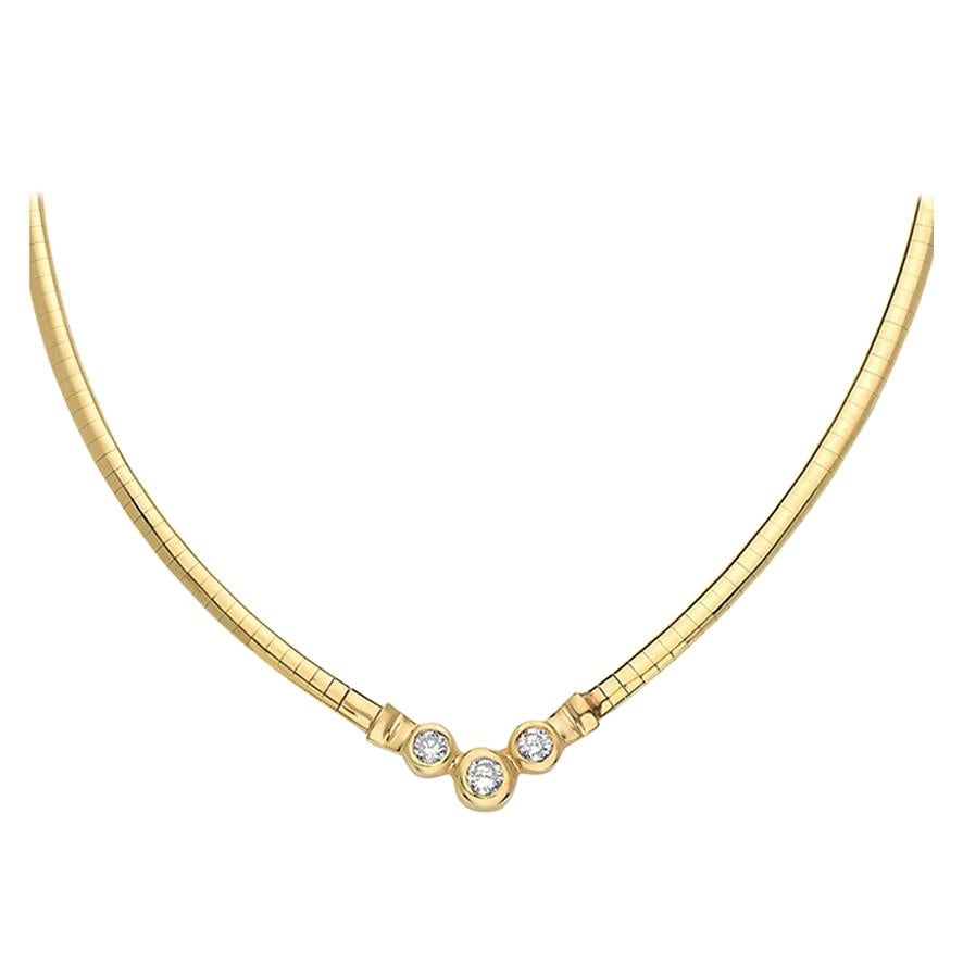 14 Karat Yellow Gold 3-Stone Diamond Necklace