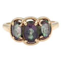 14 Karat Yellow Gold 3-Stone Mystic Topaz Ring