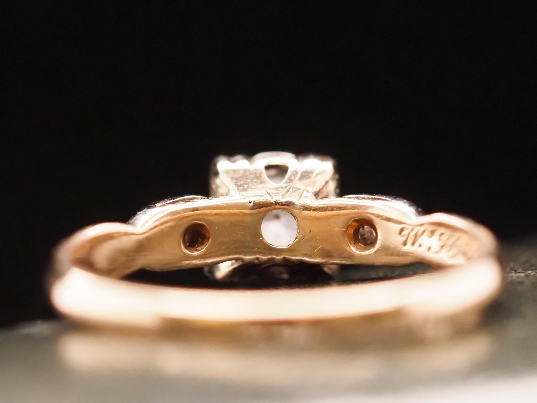14 Karat Yellow Gold .30 Carat Old European Brilliant Diamond Engagement Ring In Good Condition For Sale In Atlanta, GA