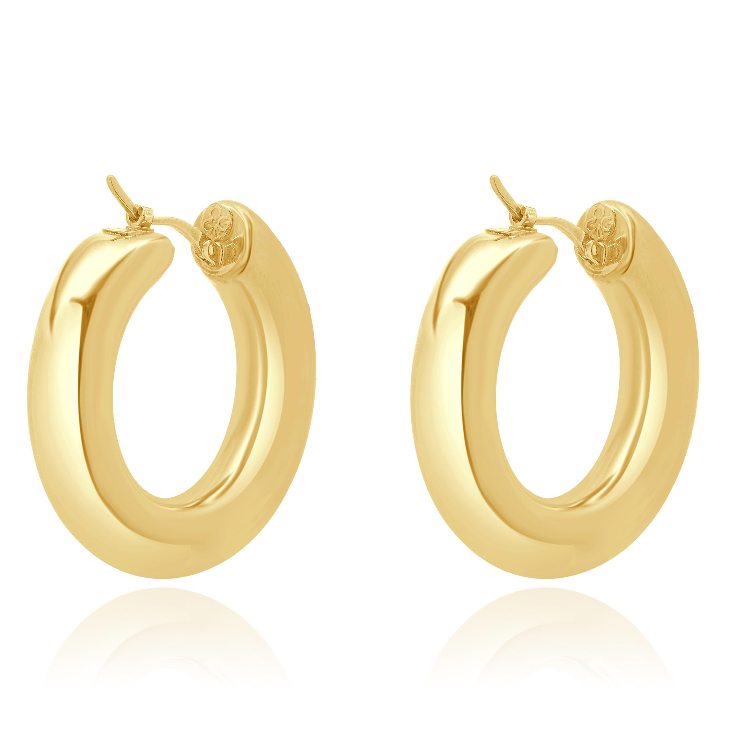 Créoles en or jaune 14 carats 30 mm Excellent état - En vente à Scottsdale, AZ