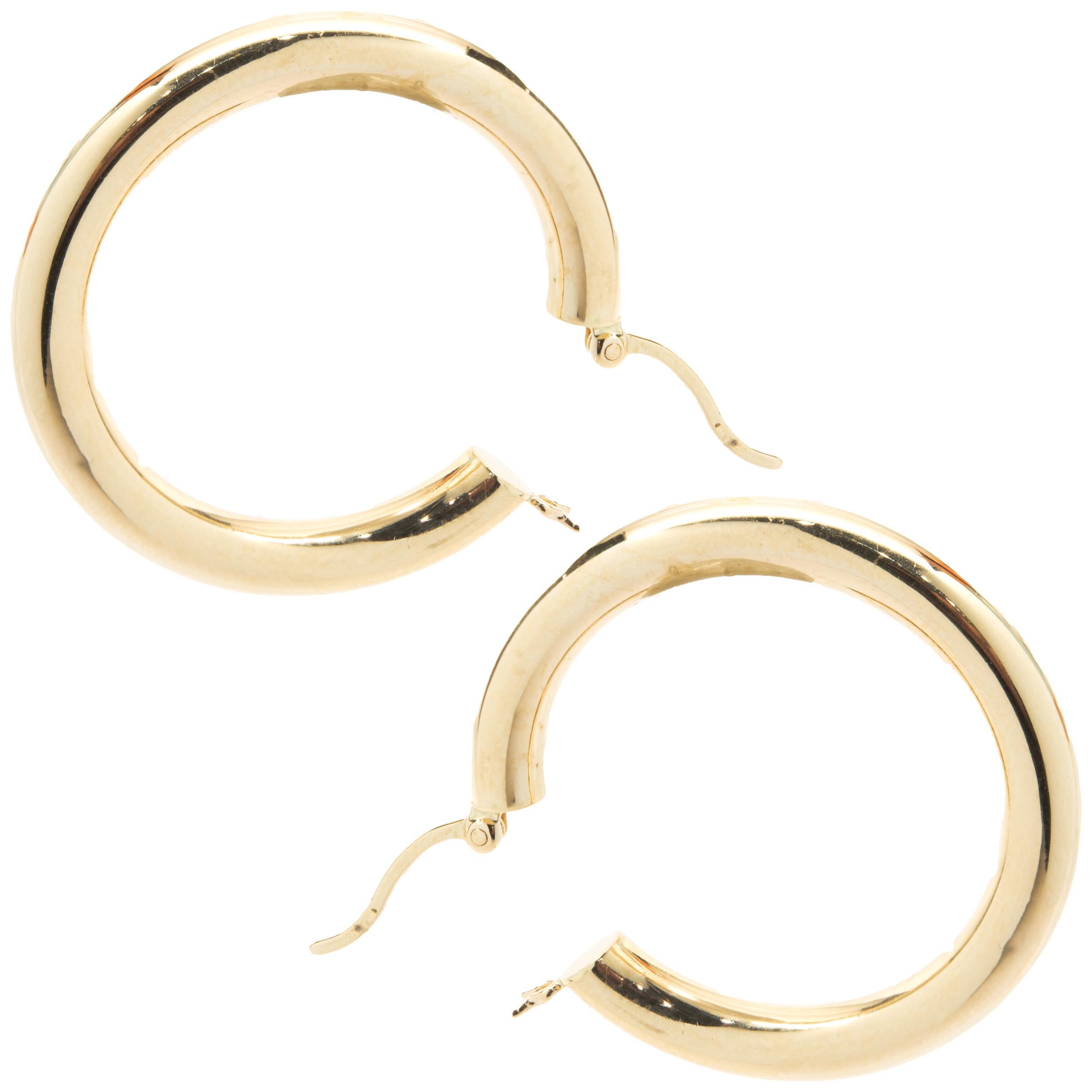 Women's 14 Karat Yellow Gold 30MM Hoop Earrings For Sale