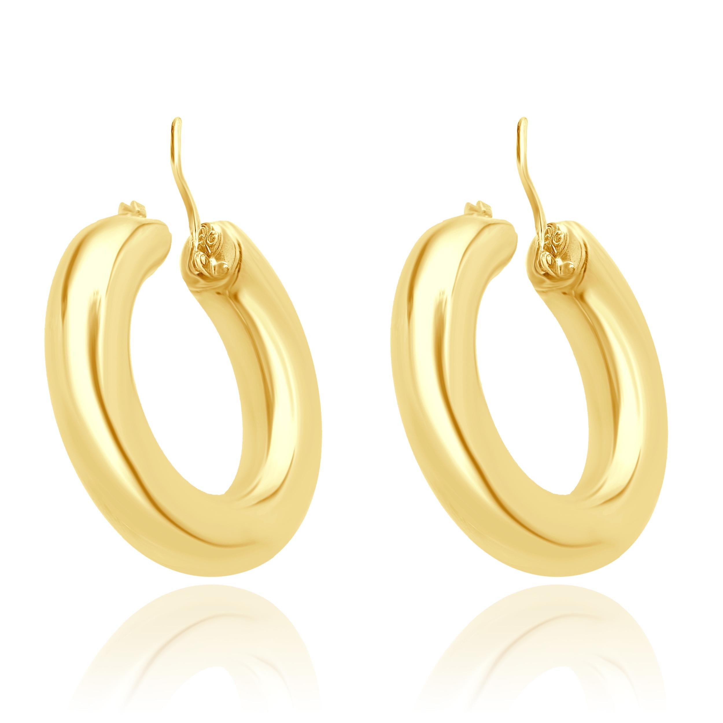 Créoles en or jaune 14 carats 30 mm Pour femmes en vente