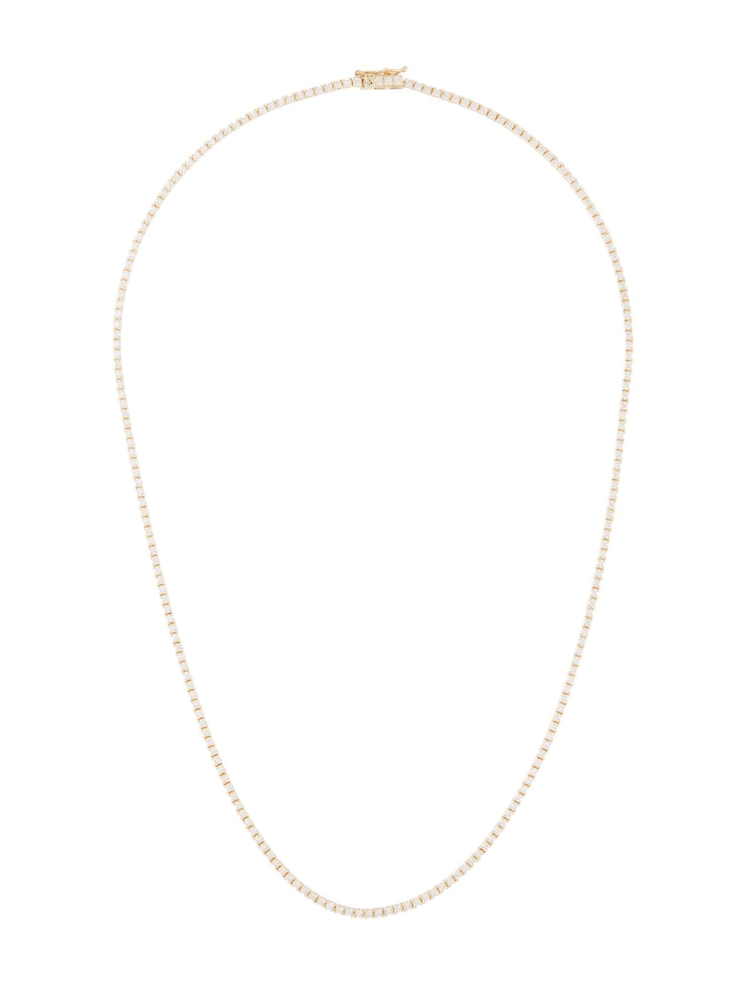 14 Karat Gelbgold 3,12 Karat Diamant-Tennis-Halskette (Rundschliff) im Angebot