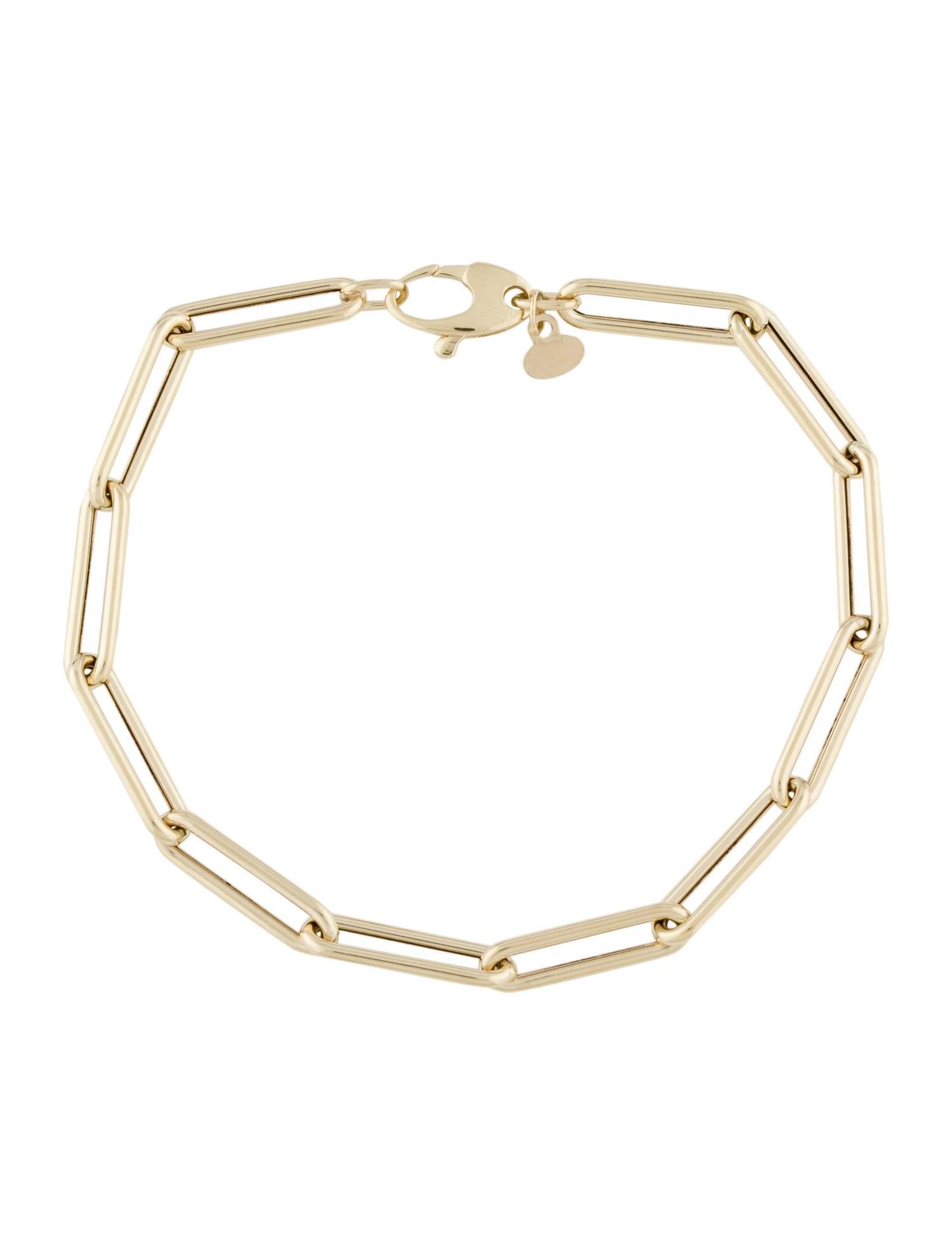 This Classic yet Trendy Paperclip Gold bracelet is a classic staple in any person's jewelry box! This 14K Yellow Gold paper-clip large link chain measuring 7