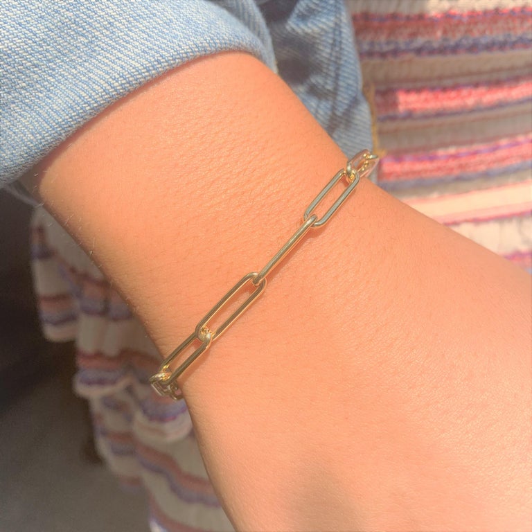 14 Karat Yellow Gold 3.20 Grams Link Paperclip Bracelet For Sale at 1stDibs costco paperclip bracelet 14k gold paperclip bracelet costco costco paper clip bracelet