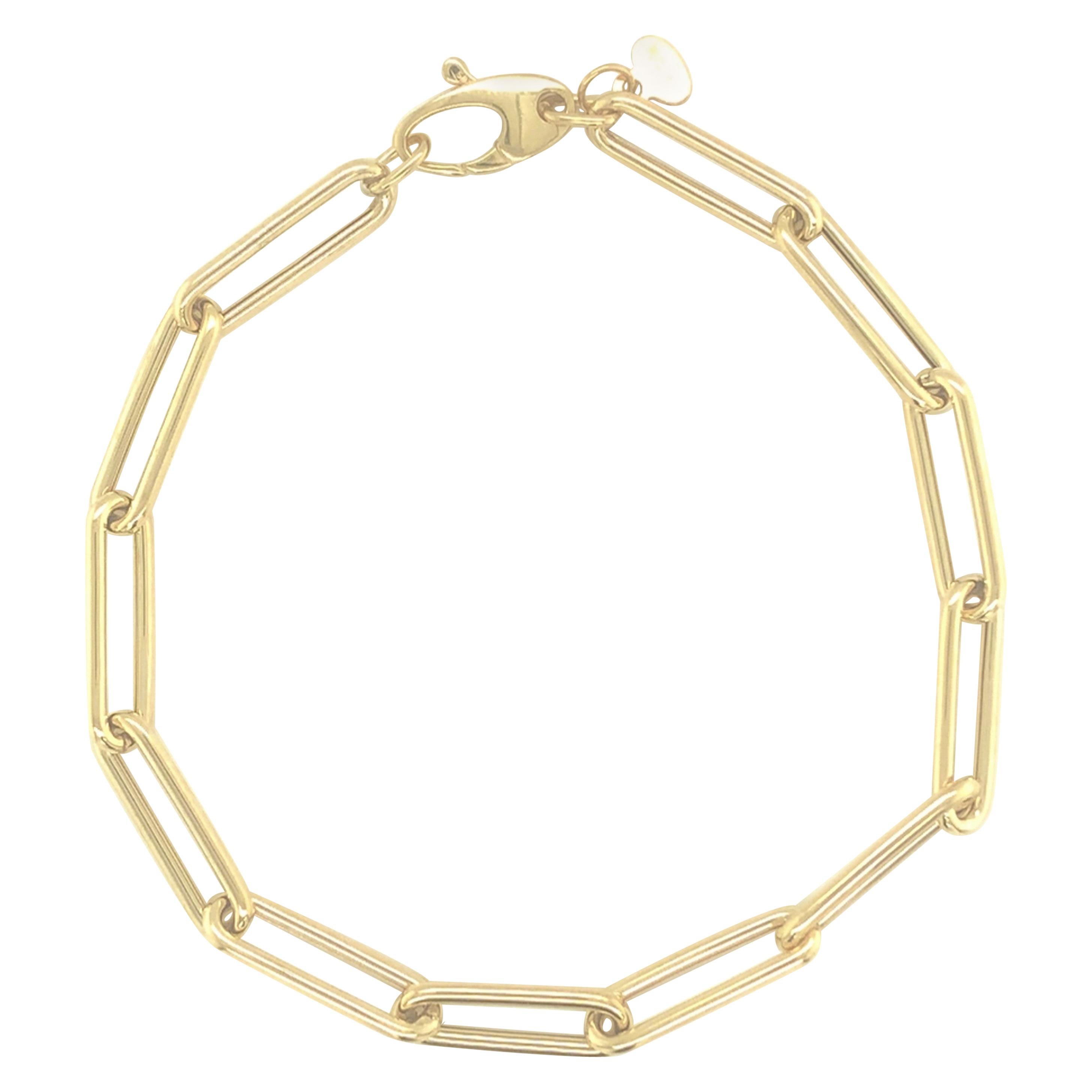 Bracelet à maillons en or jaune 14 carats avec diamants de 3,20 grammes en vente
