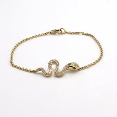 14 Karat Yellow Gold .35 Carat Diamond Snake Chain Link Bracelet
