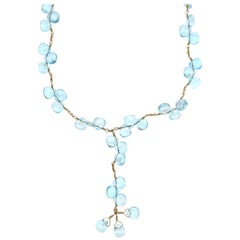 14 Karat Yellow Gold 36 Carat Faceted Aquamarine Necklace