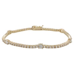 Bracelet tennis ligne en or jaune 14 carats avec diamants naturels de 3,60 carats 