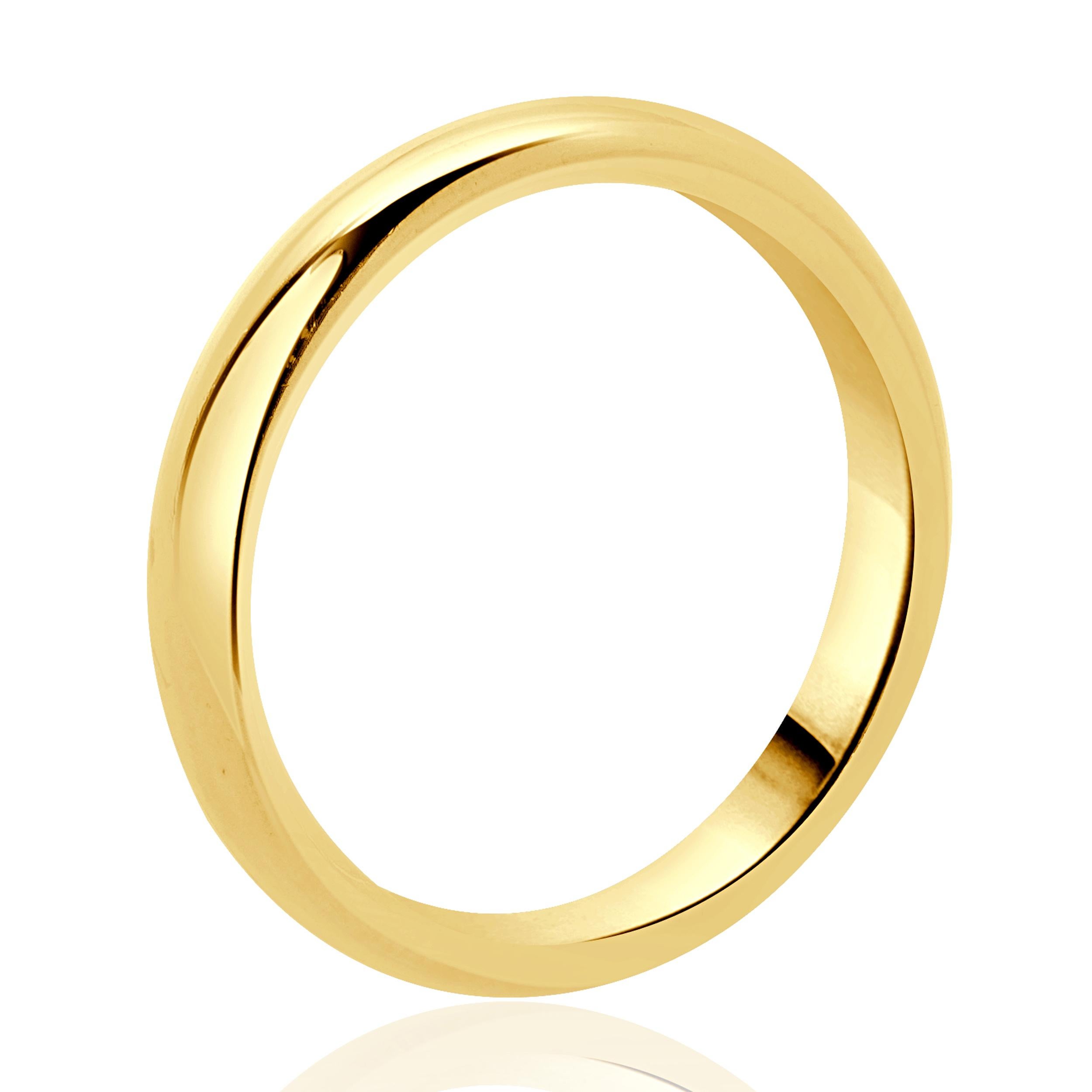 Designer: custom
Material: 14K yellow gold
Dimensions: ring measures 3mm wide
Weight: 3.41 grams
Size: 6.5 (complimentary sizing available) 
