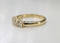 Bague d'anniversaire de mariage en or jaune 14 carats avec 4 diamants 0,44 carat