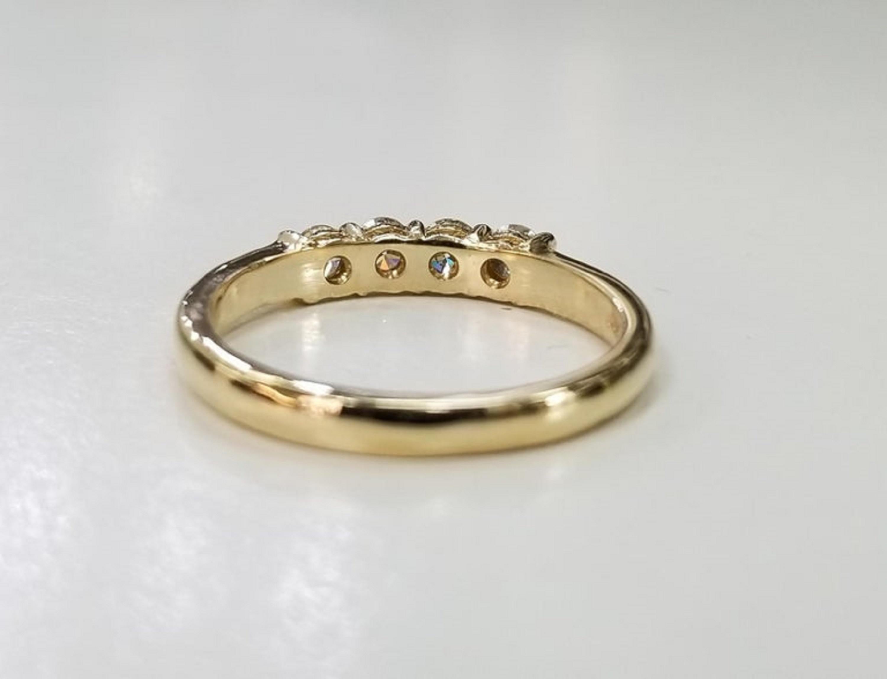 14 Karat Gelbgold 4 Diamant-Ring Hochzeit Jahrestag-Ring 0,44 Pts (Zeitgenössisch) im Angebot