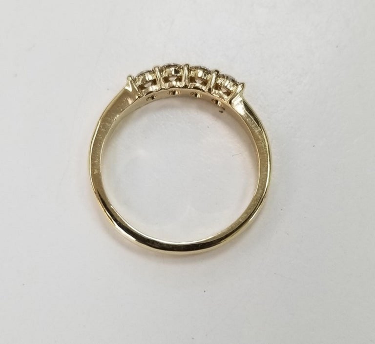 14 Karat Yellow Gold 4 Diamond Ring Wedding Anniversary Ring .44 Pts ...