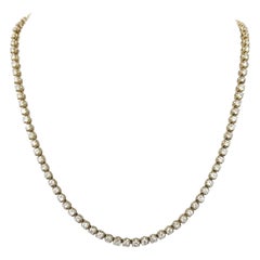 14 Karat Yellow Gold 4 Prong Diamond Necklace 11.41 Carat