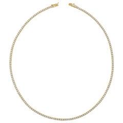 14 Karat Yellow Gold 4.50 Carat Diamond Tennis Necklace