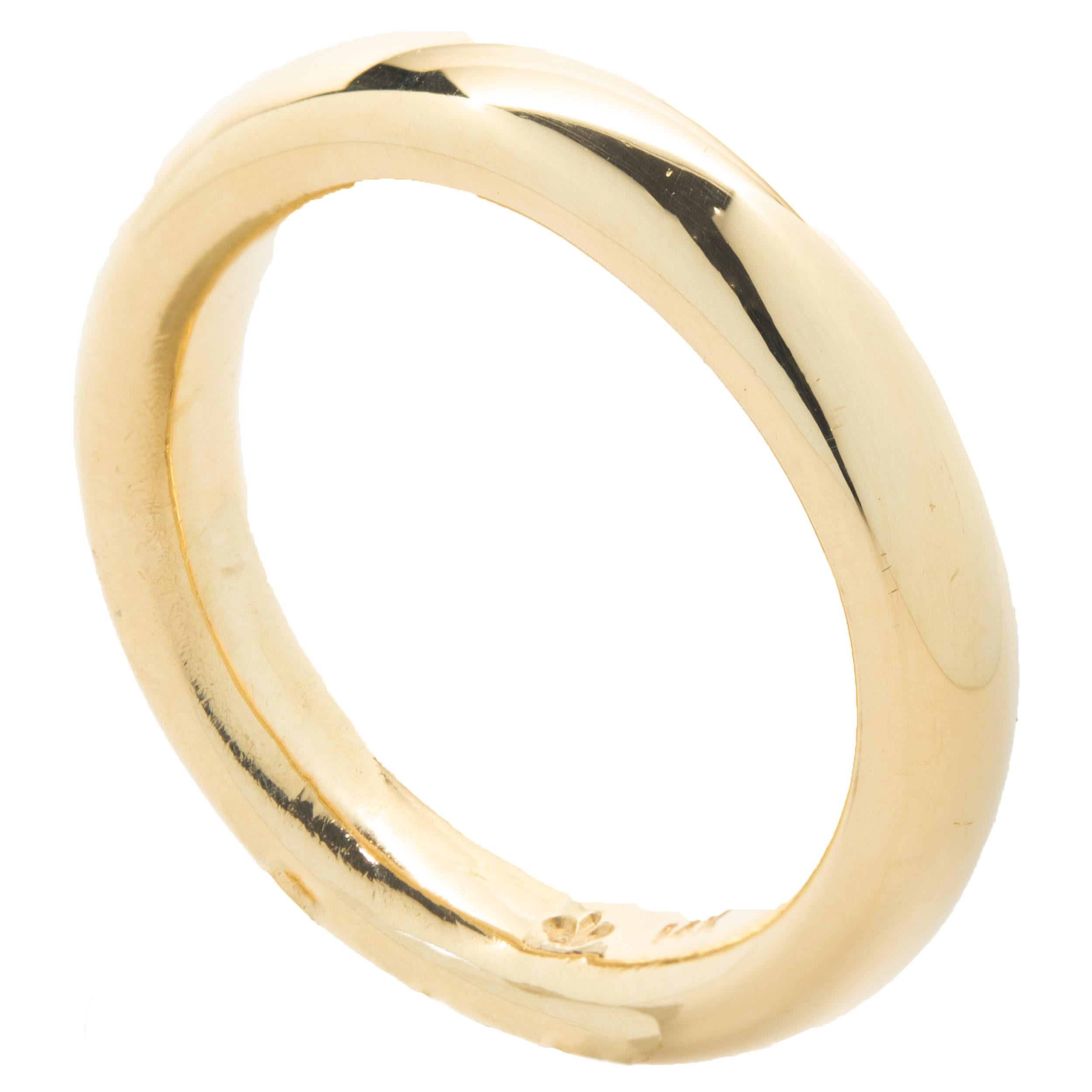 Designer: custom
Material: 14K yellow gold
Dimension: ring measures 4.5mm wide
Size: 7.5
Weight: 9.26 grams