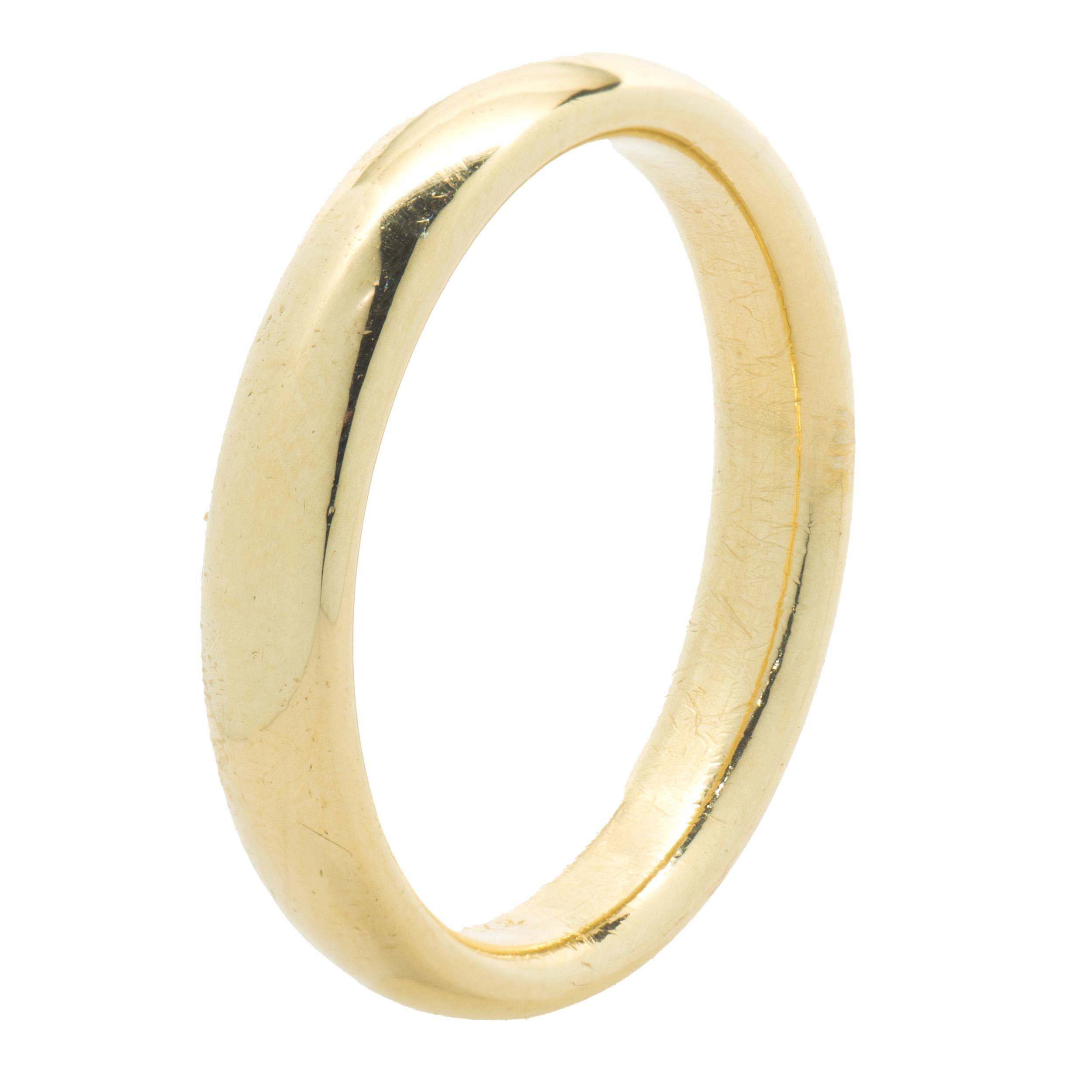 Designer: custom
Material: 14K yellow gold
Dimensions: the ring measures 4mm wide
Weight:  6.46 grams
Ring Size: 9.5 (Please allow up to 2 additional business days for sizing requests) 