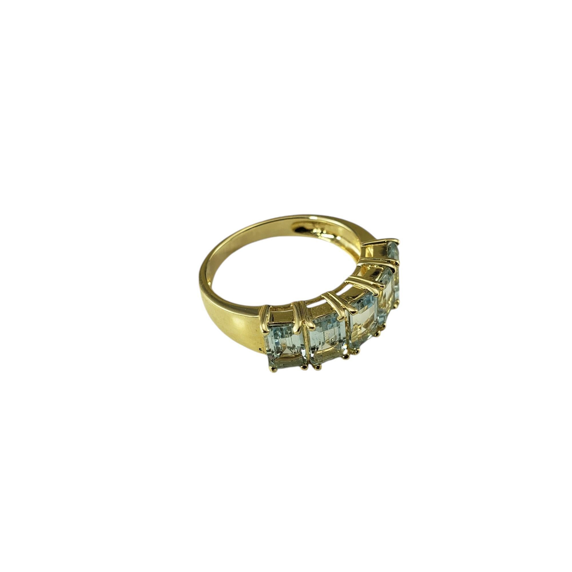 14 Karat Yellow Gold 5 Stone Aquamarine Band Ring Size 7.25 #19457 In Good Condition In Washington Depot, CT
