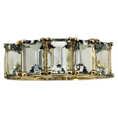14 Karat Yellow Gold 5 Stone Aquamarine Band Ring Size 7.25 #19457