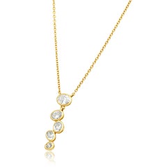 14 Karat Yellow Gold 5-Stone Oval Cut Diamond Graduated Drop Necklace