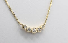 14 Karat Yellow Gold .50 Carat 5 Stone Bezel Set Station Necklace