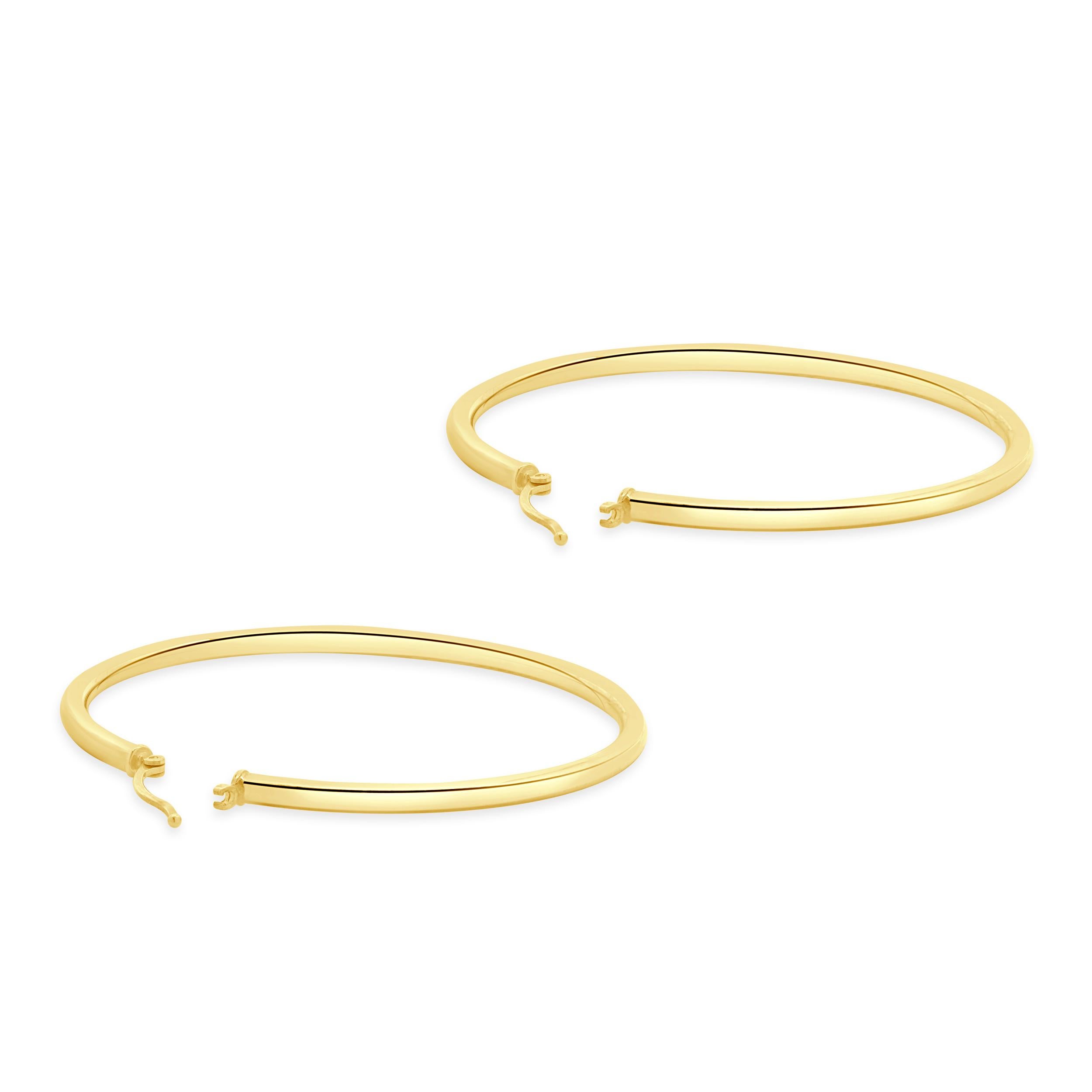 Women's or Men's 14 Karat Yellow Gold 50MM Hoop Earrings For Sale