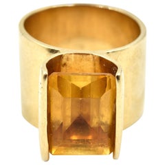 14 Karat Yellow Gold 5.35 Carat Citrine Gemstone Ring
