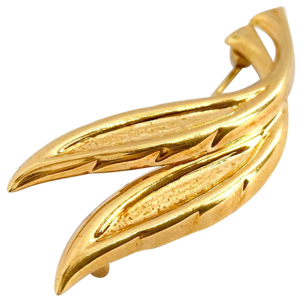 14 Karat Yellow Gold 585 Finland Turku Salovaara Brooch For Sale