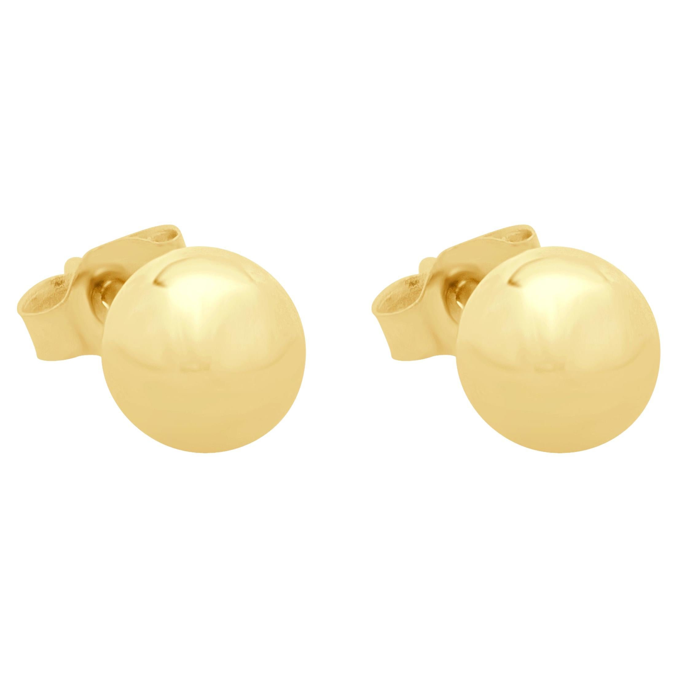 14 Karat Yellow Gold 5MM Ball Stud Earrings