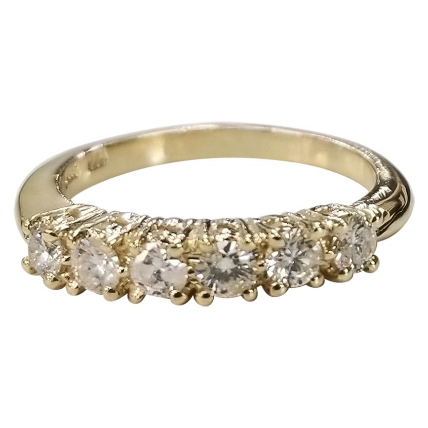 Bague d'anniversaire de mariage en or jaune 14 carats avec 6 diamants (0,52 Pts)