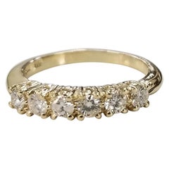 14 Karat Gelbgold 6 Diamant-Ring Hochzeit Jahrestag Ring .52 Pts