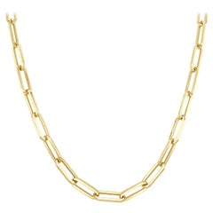 Collier à chaîne en or jaune 14 carats avec maillons en forme de trombones de 6,70 grammes