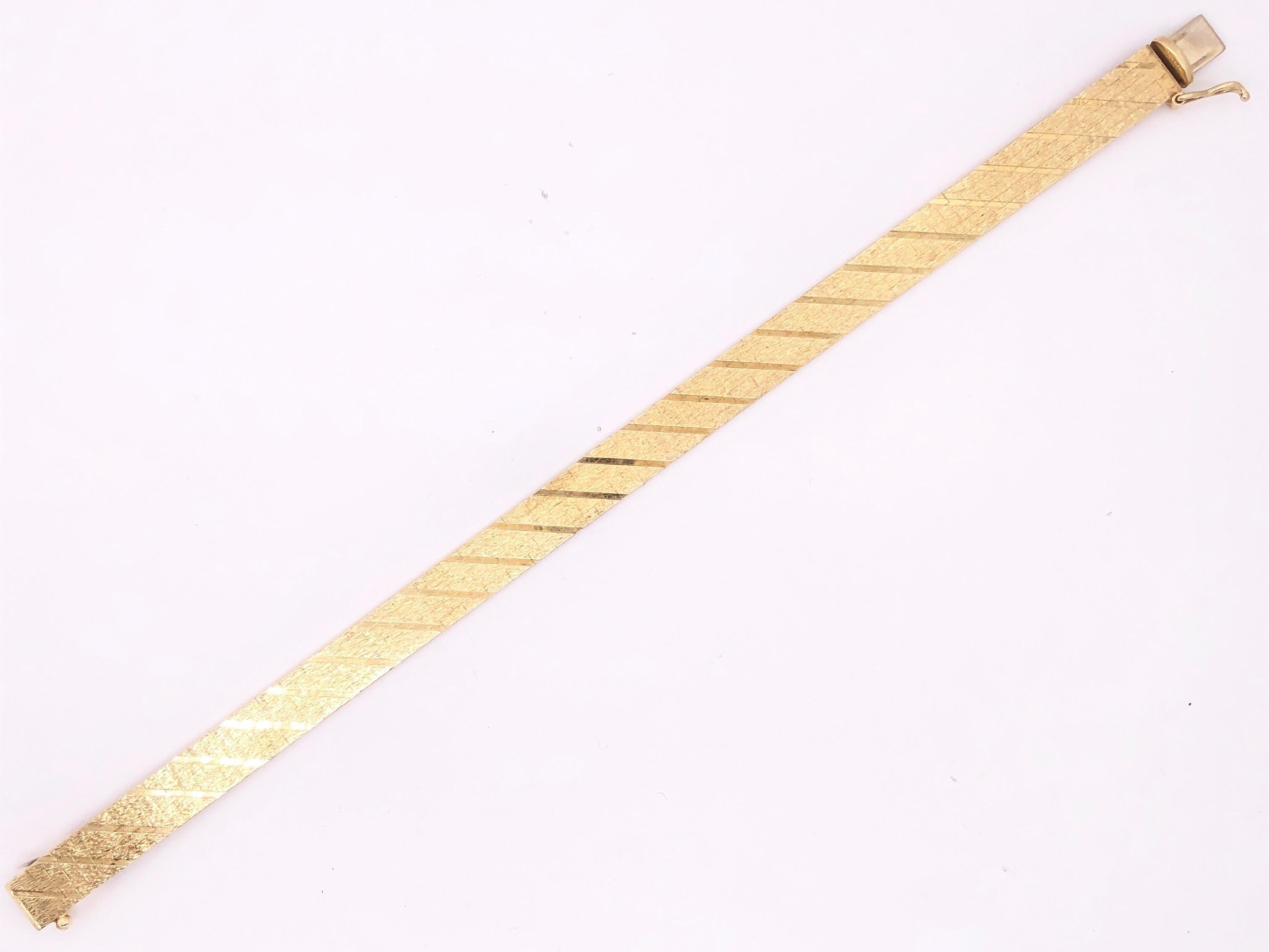 Modern 14 Karat Yellow Gold Fancy Link Flat Bracelet For Sale