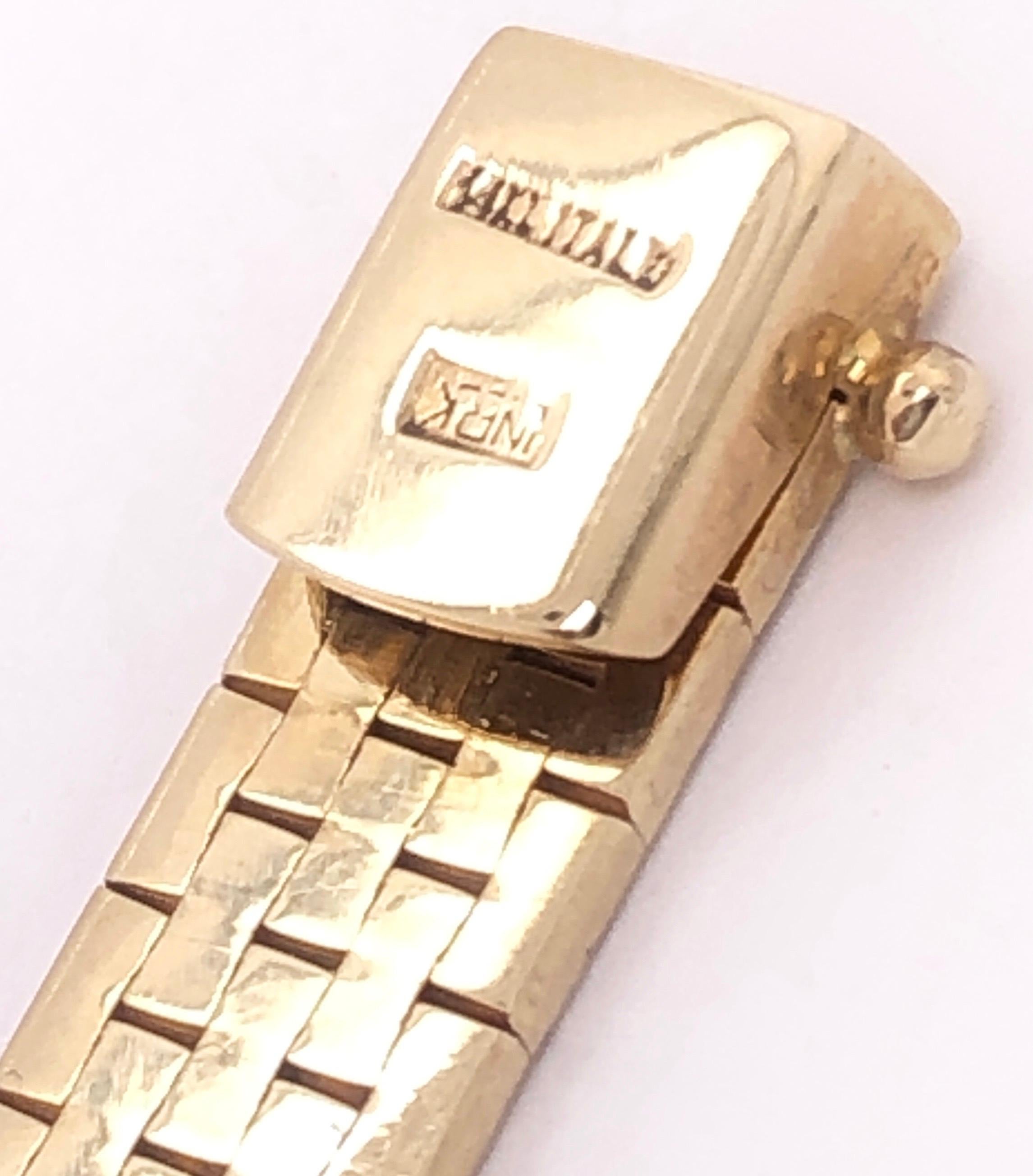 Women's or Men's 14 Karat Yellow Gold Fancy Link Flat Bracelet For Sale
