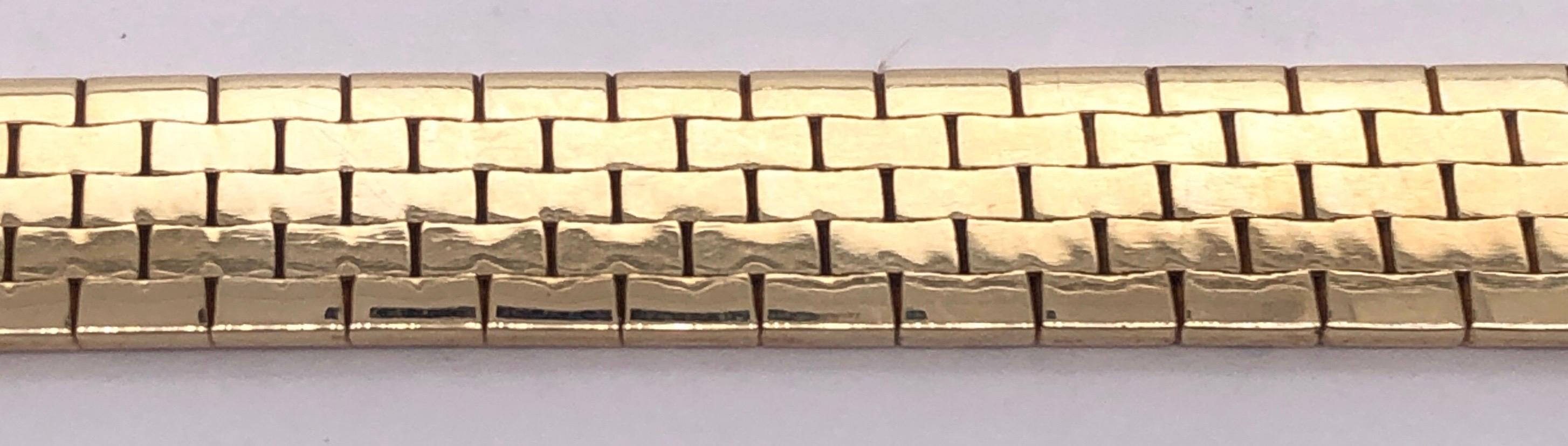 14 Karat Yellow Gold Fancy Link Flat Bracelet For Sale 1