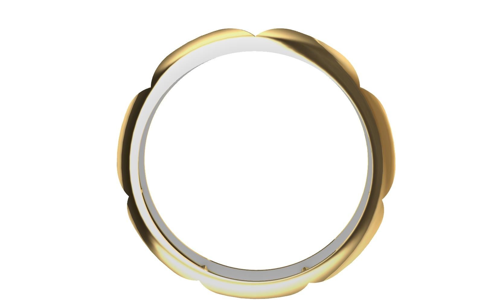  Bracelet jonc en or jaune 14 carats à 7 losanges Unisexe 