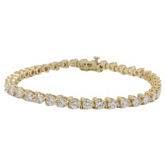 Bracelet de tennis en or jaune 14 carats 7.20 carats diamant naturel rond