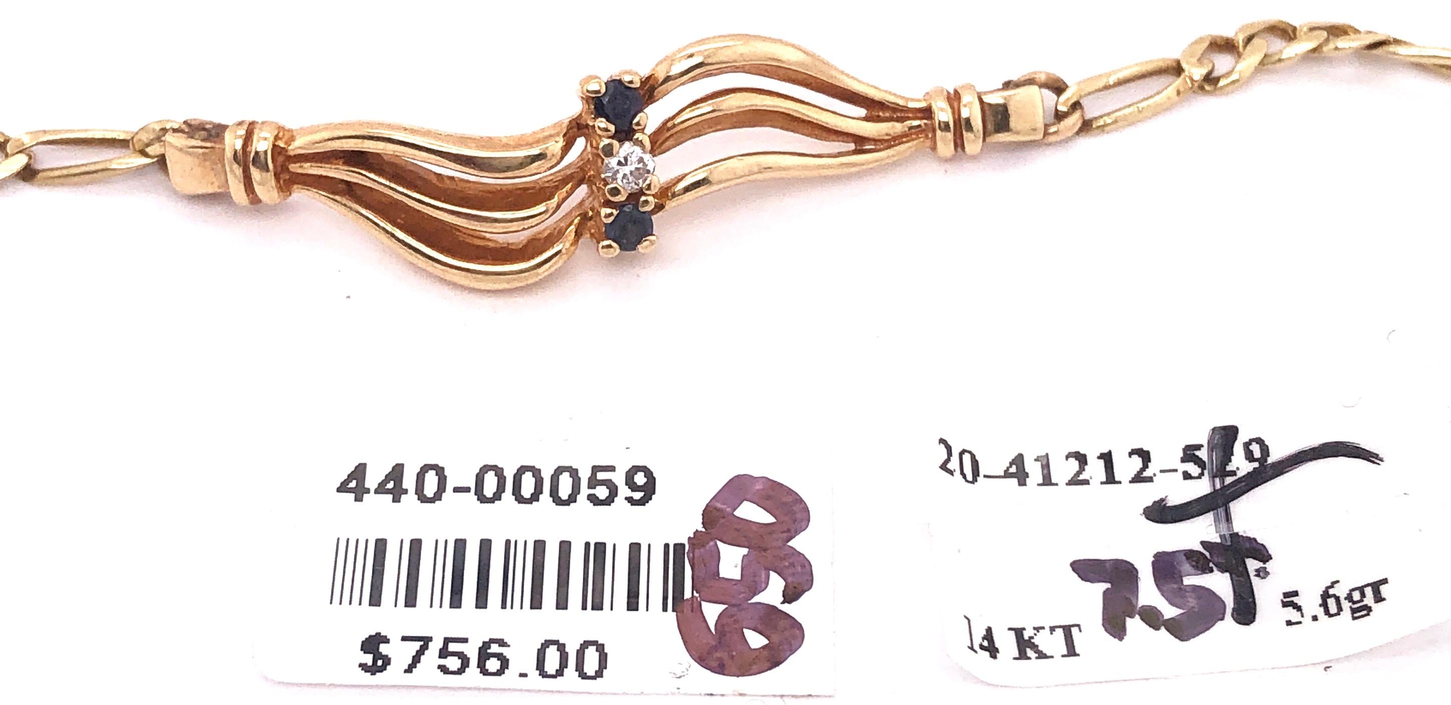 Women's or Men's 14 Karat Yellow Gold Fancy Bracelet with Semi Precious Stones For Sale