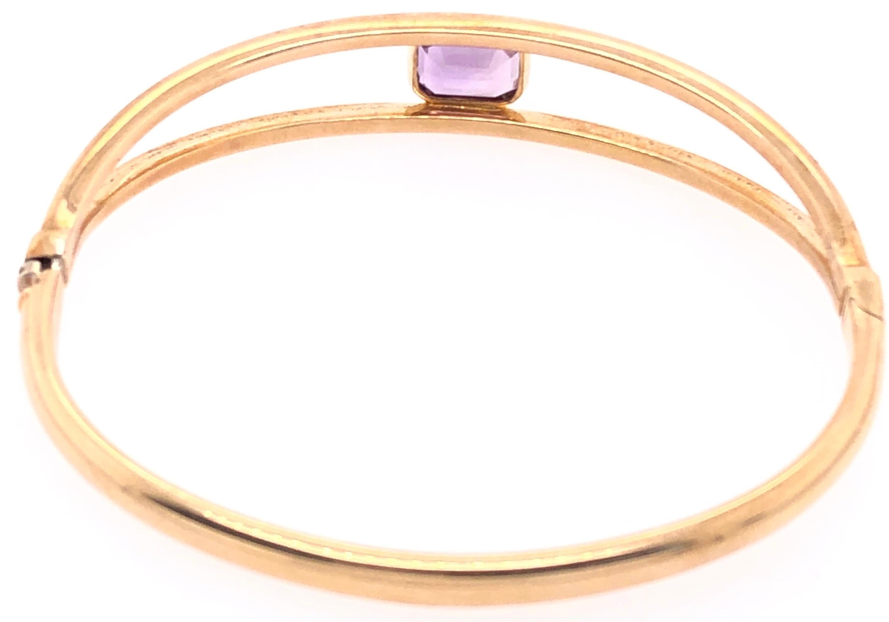 Modern 14 Karat Yellow Gold 7.8 Fancy Link Bangle with Square Amethyst Solitaire For Sale