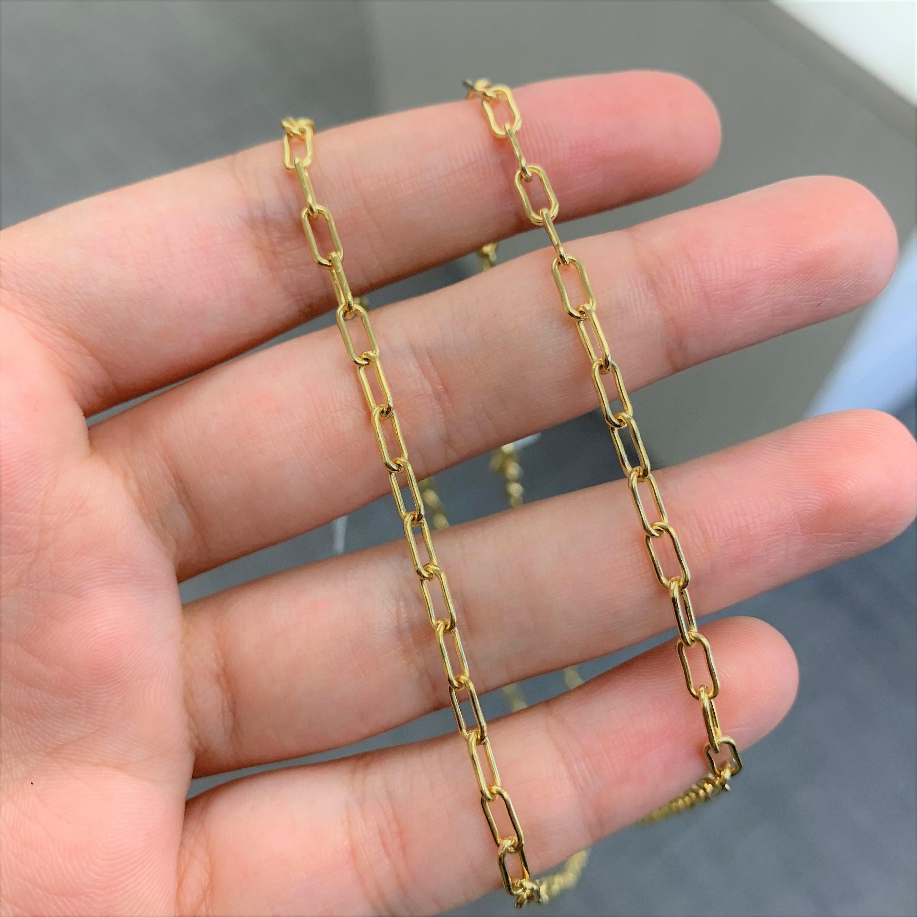 Contemporary 14 Karat Yellow Gold 7.9 Grams Rectangle Link Chain Necklace For Sale