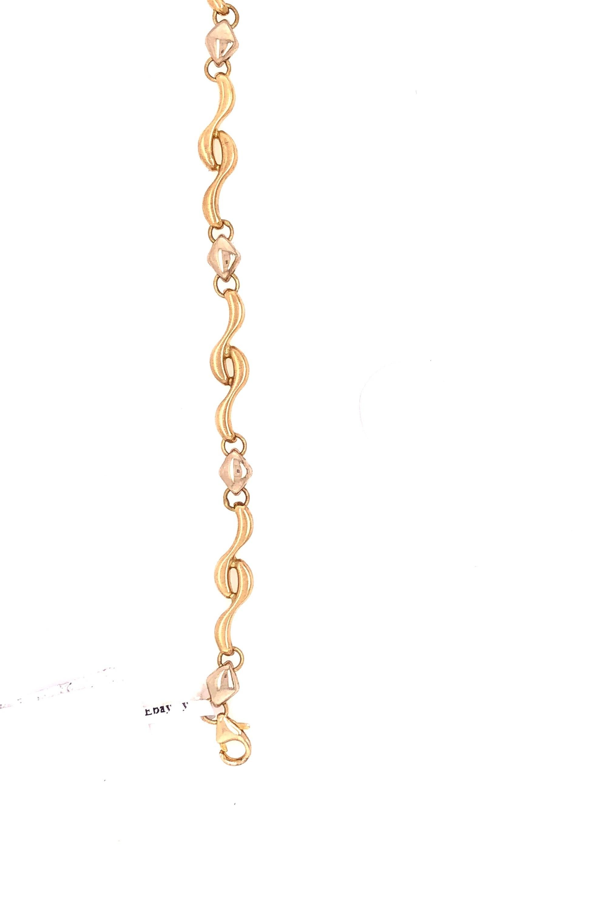 Women's or Men's 14 Karat Yellow Gold Fancy Link Bracelet For Sale