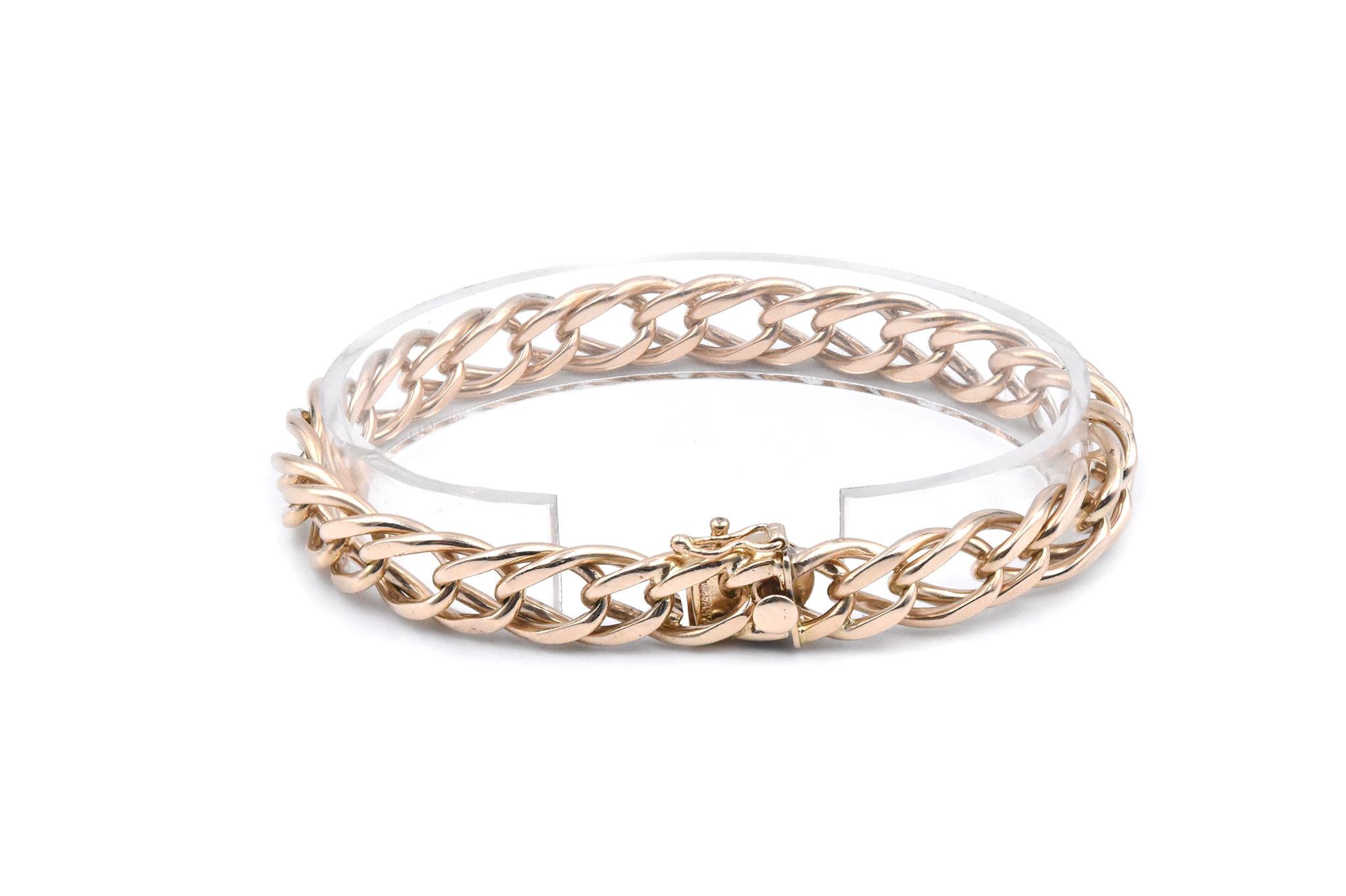 Women's or Men's 14 Karat Yellow Gold Open Link Cuban Bracelet